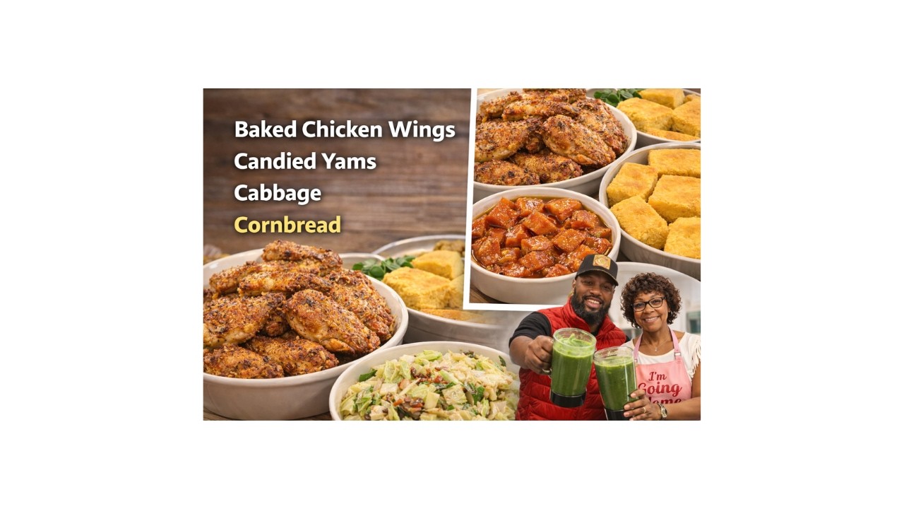 Baked Chicken Wings Dinner | Candied Yams, Cabbage & Cornbread | Cooking with Dean