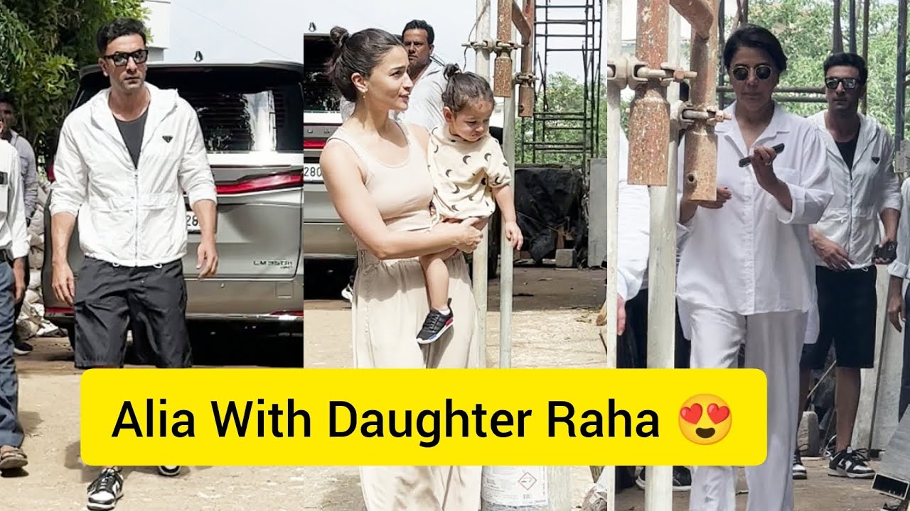 Ranbir Kapoor with Wife Alia Bhatt Cute Daughter Raha & Mom Neetu Ji Arrives to Visit Their New Home