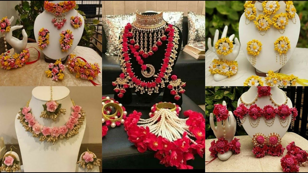 Latest Floral Jewelry Designs 2021 || Flower Jewelry for Mehndi & Haldi Bride.