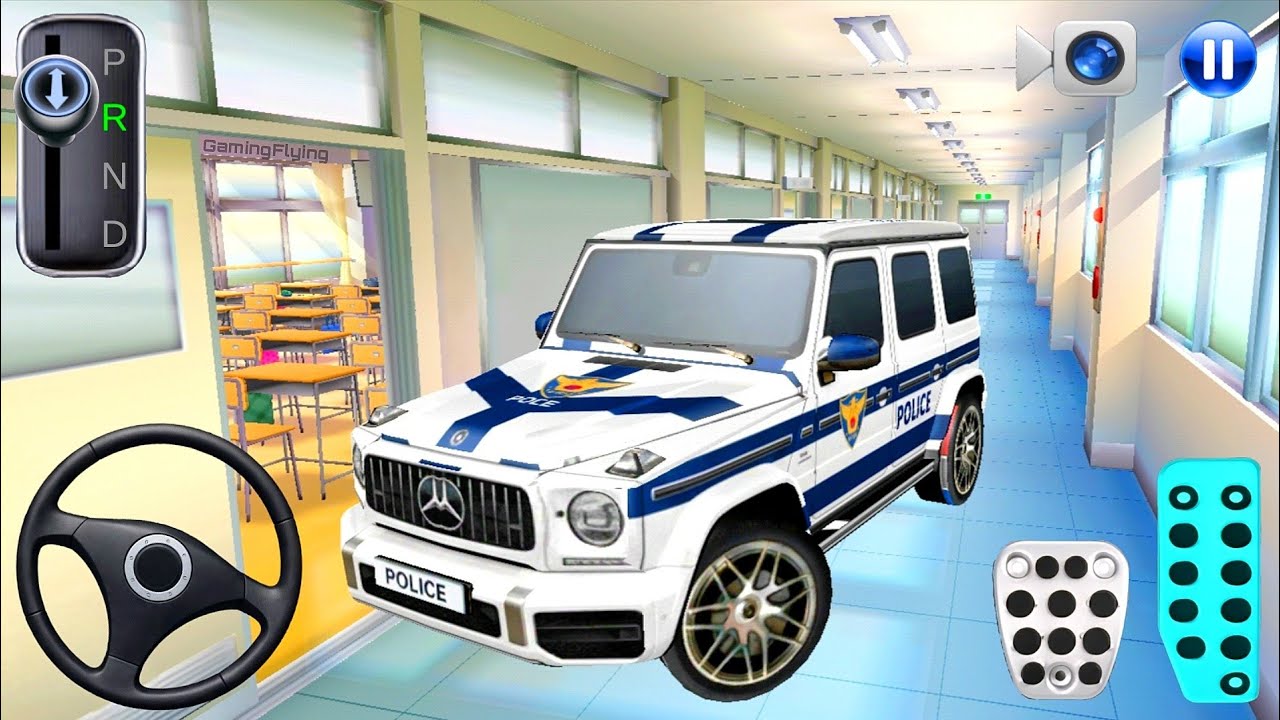 New Mercedes Police Car in School Building - 3D Driving Class - Car Game - 3D Driving Class Game