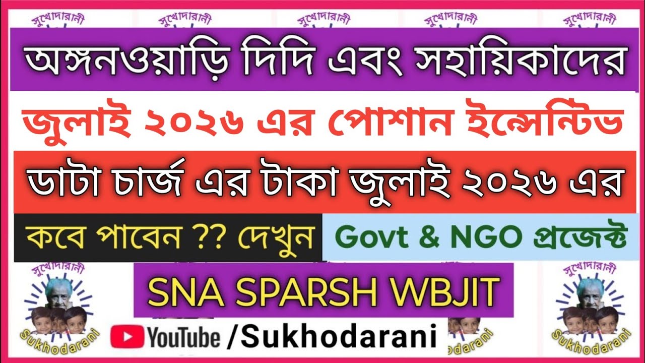 Allotment of Incentives & Data Charge of Anganwadi Worker & Helper for July 2026
