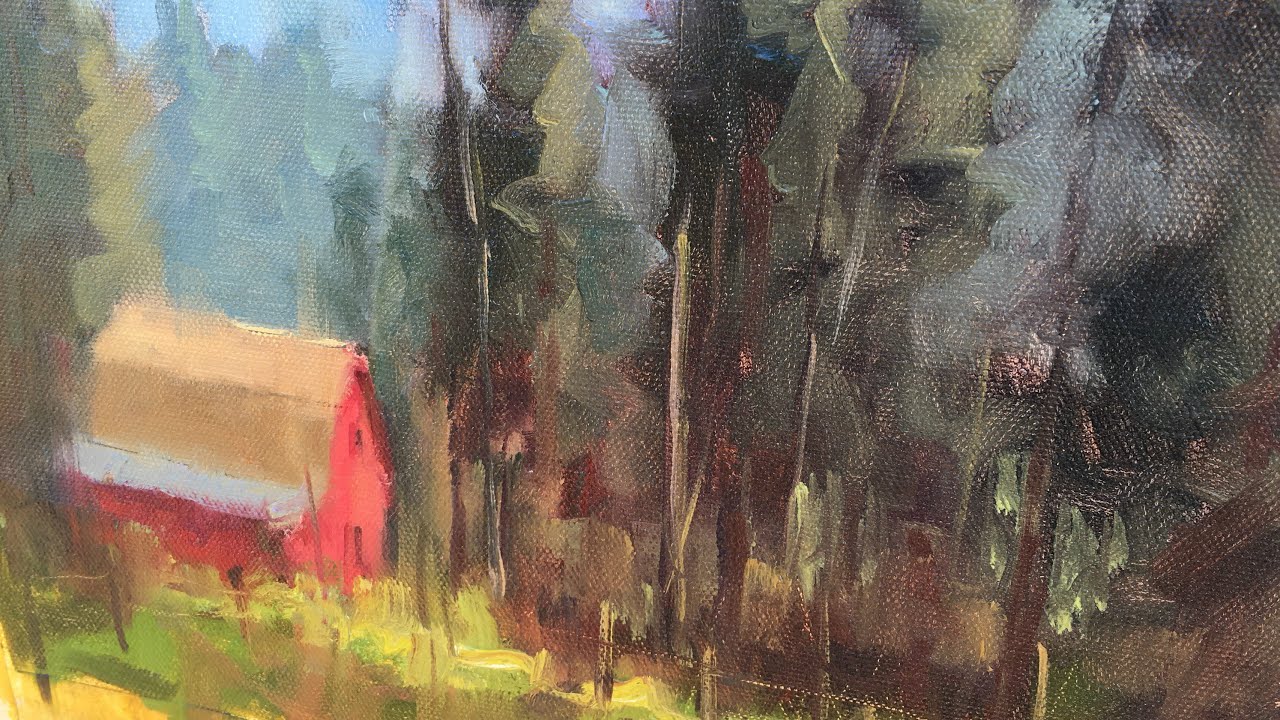 Painting Sun Lit Red Barn | Plein Air Painting in Oils