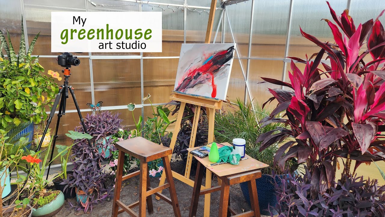 My greenhouse art studio | first time using it!!