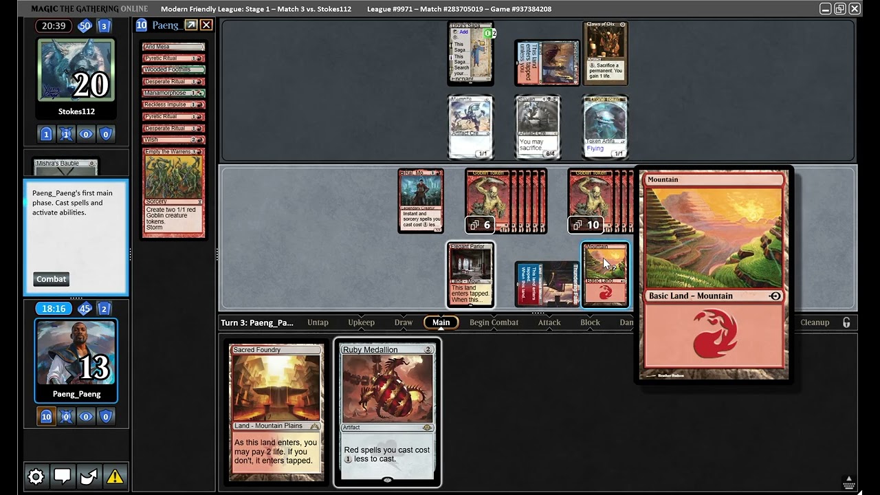 PAENG_PAENG MTGO MODERN FRIENDLY LEAGUE RUBY STORM vs UR AFFINITY 19 December 2025