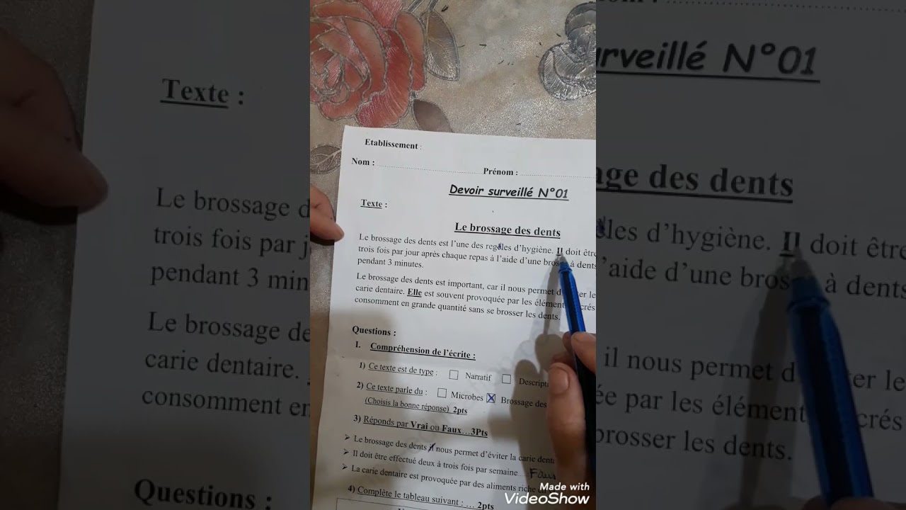 Devoir surveillé n1:le brossage des dents