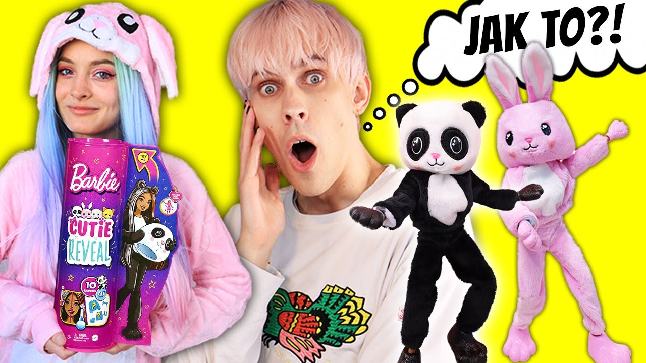 PIŻAMA PARTY w PRZEBRANIU KRÓLIKA, PANDY, PIESKA i KOTKA 🐼 LALKA BARBIE CUTIE REVEAL