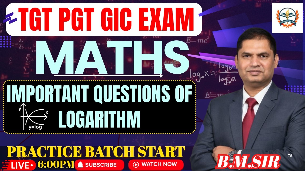 UP TGT PGT GIC Maths | TGT PGT MATHS PRACTICE CLASS | Maths Logarithm  Important Questions
