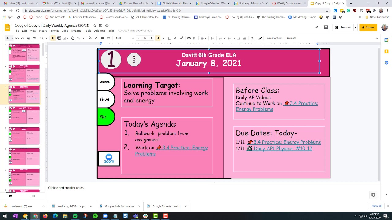 Weekly Announcements Using Google Slides