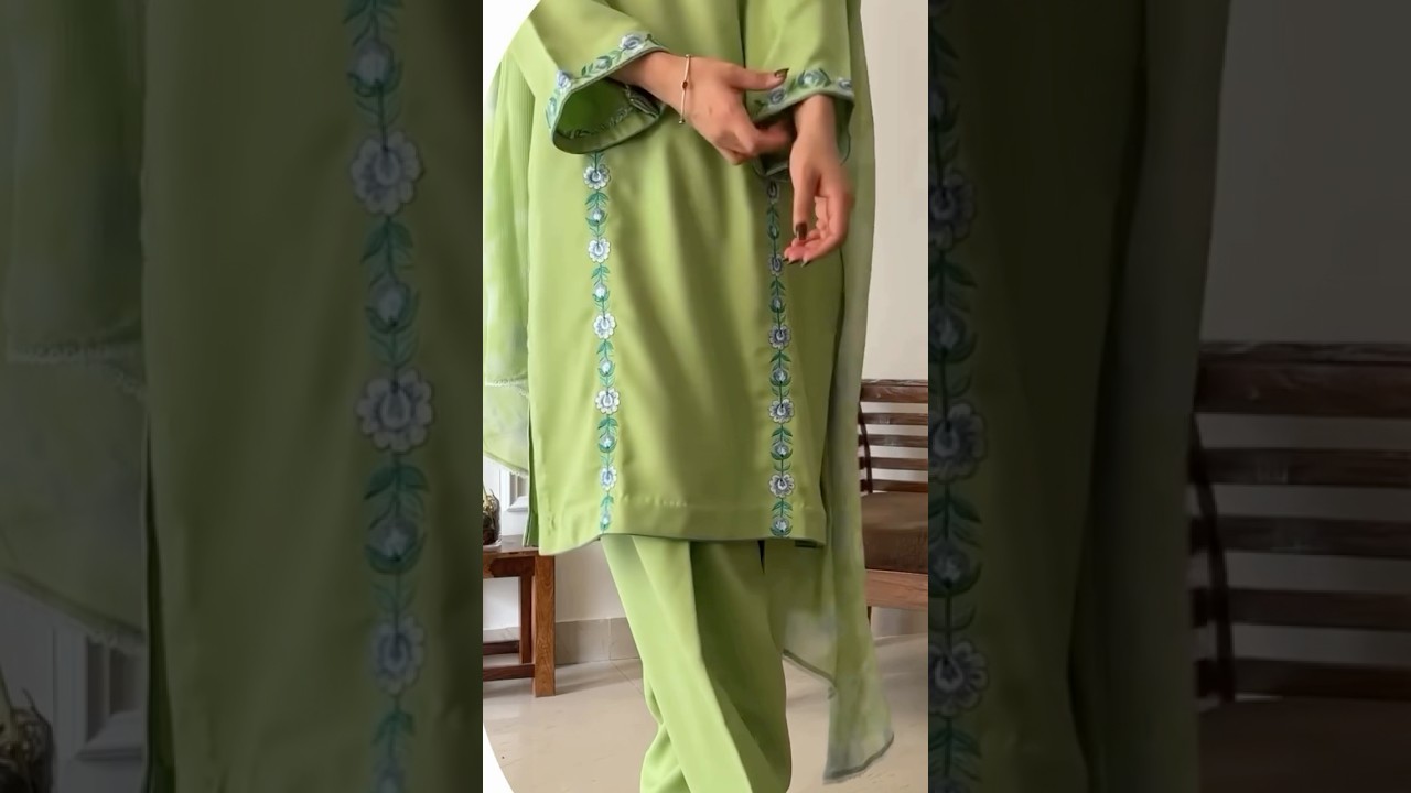 Pashmina suit 👌 design #punjabi #suit #shorts #pashmina #embroidery
