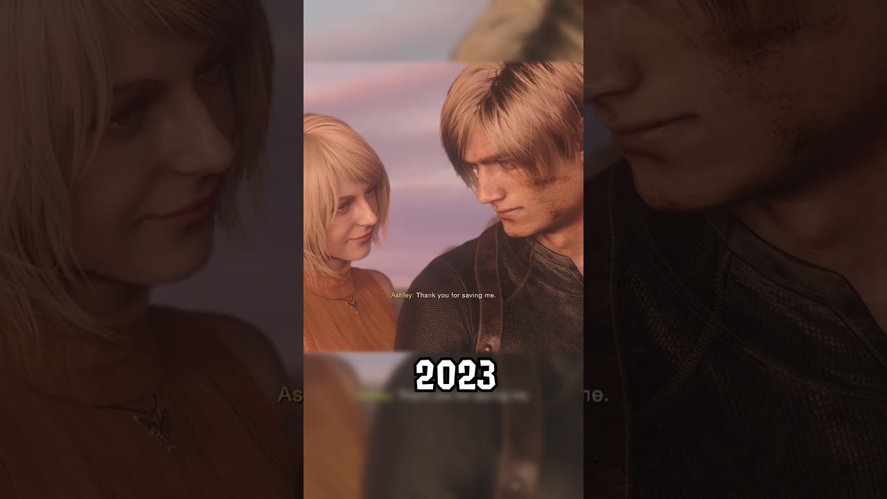 Resident Evil 4, 2005 vs 2023 Leon and Ashley Ending Scene #shorts