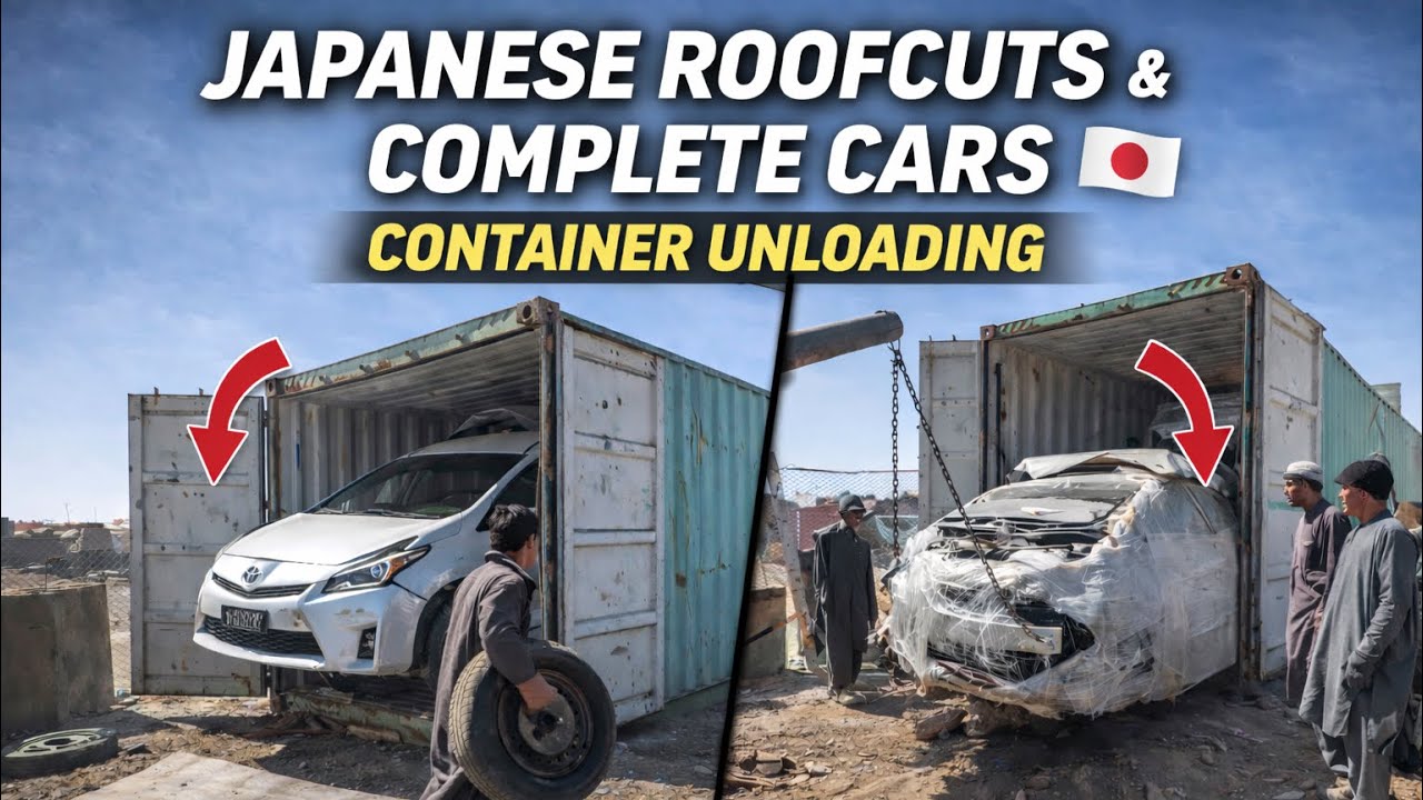 From Japan to Overseas – Roofcuts & Complete Cars  Container Unloading #japan #automobile 