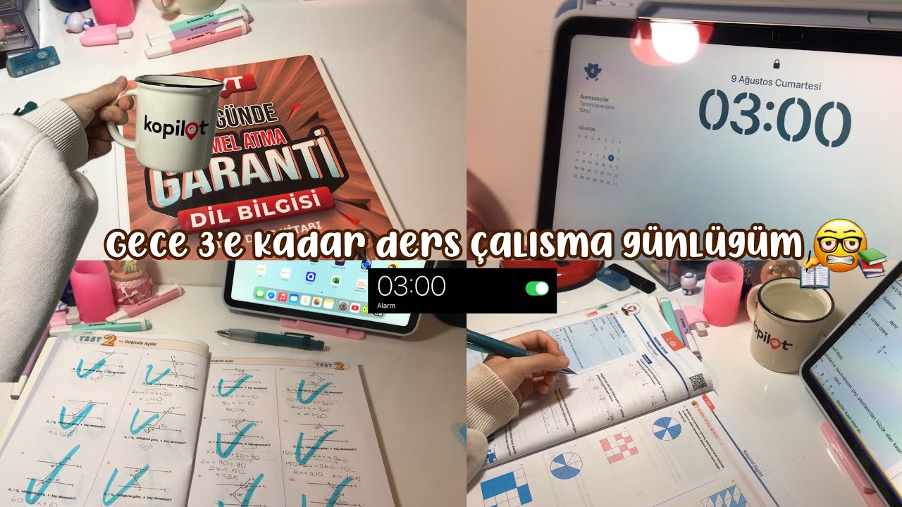 Gece 3’e kadar ders çalışma günlüğüm 🎀 Study vlog, ders çalışma vlog..