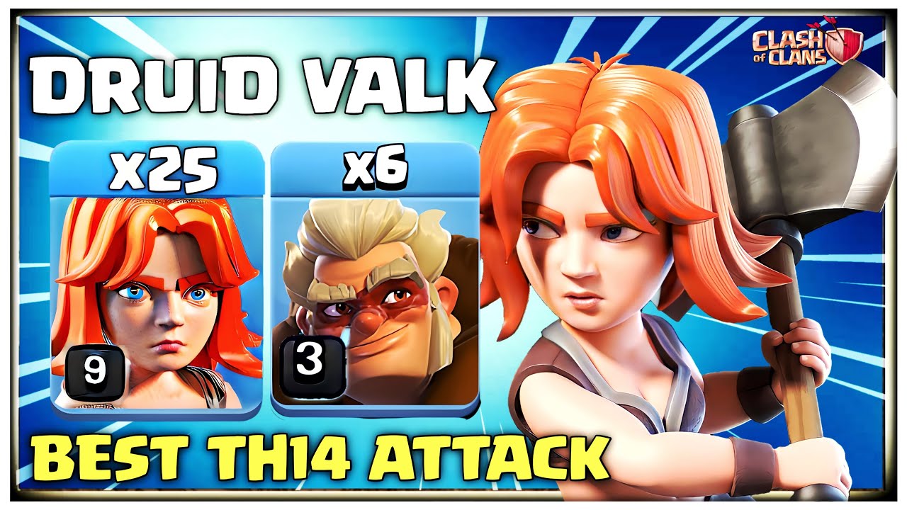 Super Strongest Army! Th14 Druid Valkyrie Smash Attack Strategy | Best Th14 Attack | Clash of Clans