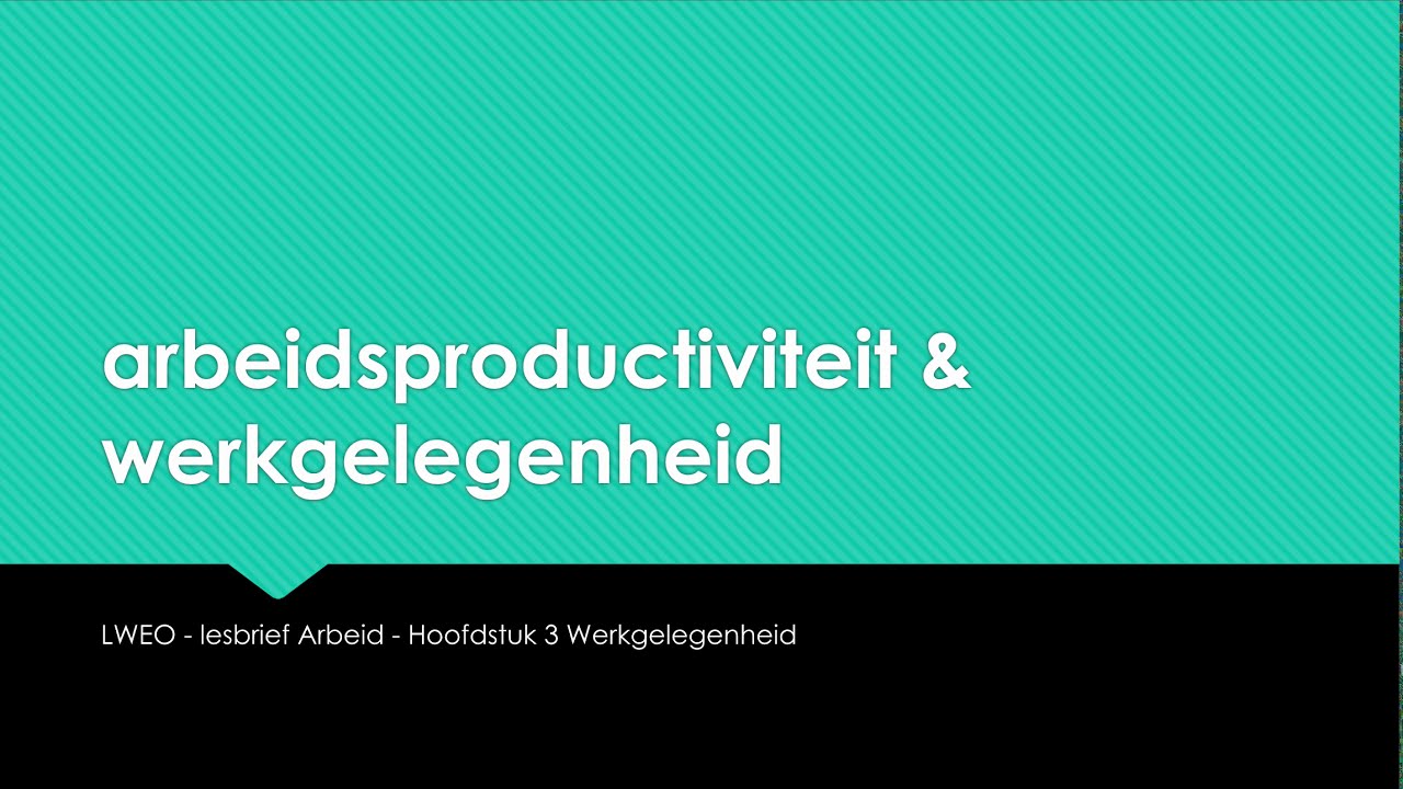 Les 12 - Arbeidsproductiviteit - lesbrief Arbeid - LWEO - VWO 5 - economie