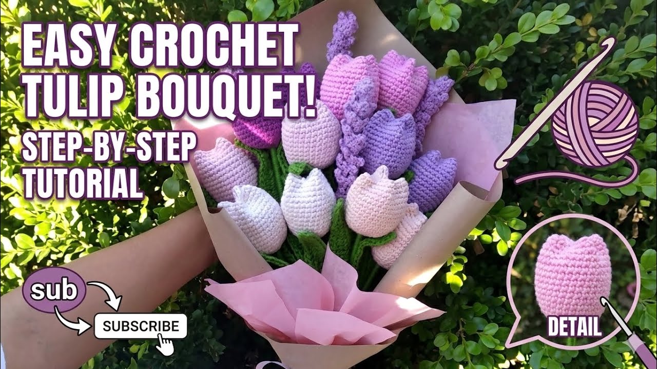 Cute Crochet Tulip Flower 🌷 Easy tutorial for Beginners