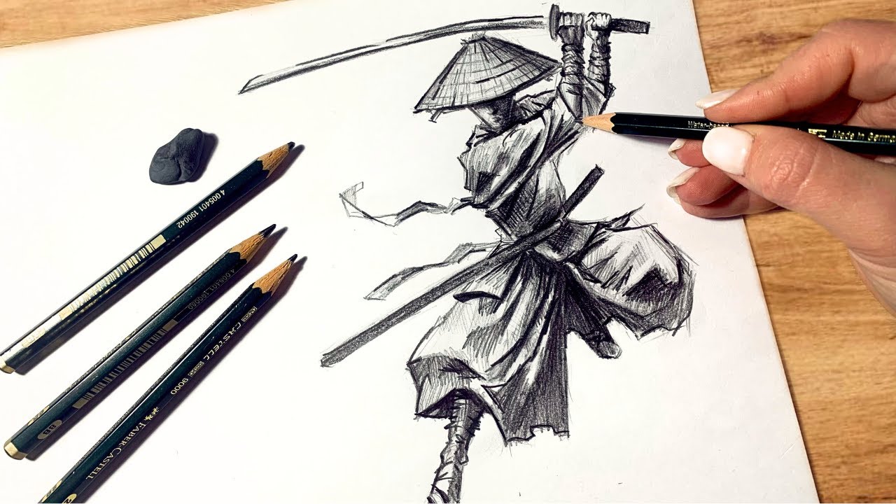 Drawing a Samurai Body with Pencil | Step-by-Step Tutorial