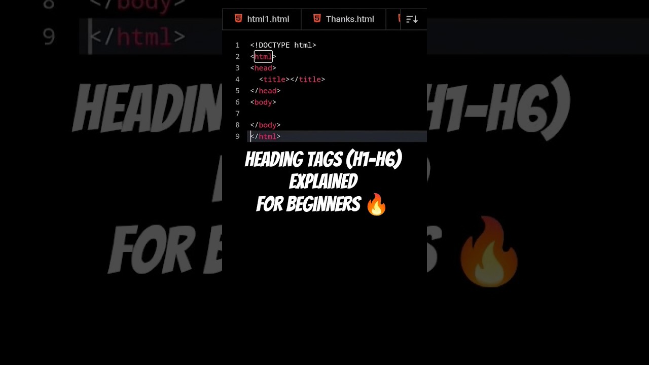 Heading Tags (h1-h6) 🧑&zwj;💻.... #shorts #coding #html #css #javascript