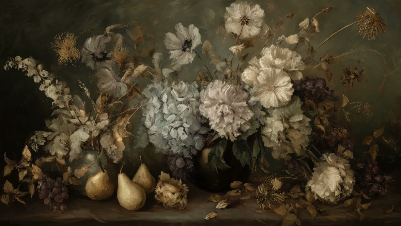Elegant Still Life Screensaver – Flowers & Fruit in Soft Light  Relaxing Ambient Art Video