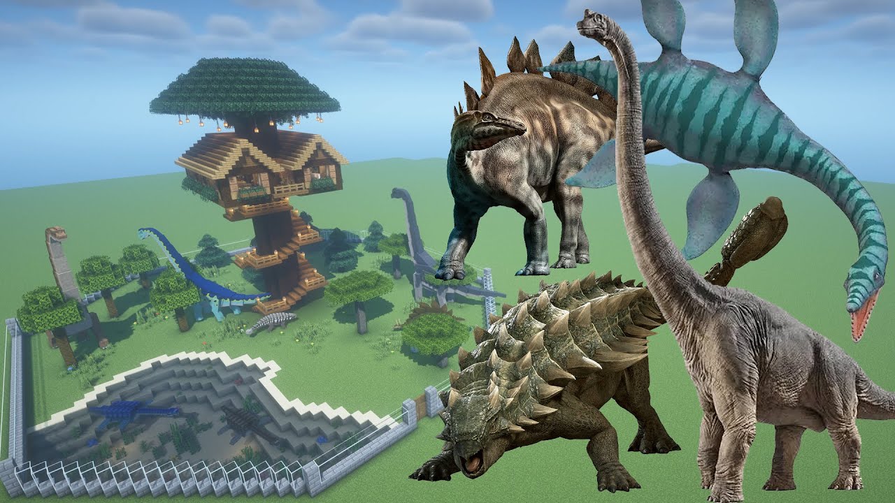 How To Make a Stegosaurus, Plesiosaurus, Brachiosaurus, and Ankylosaurus Farm in Minecraft PE