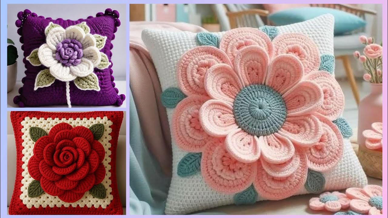 Beautiful crochet pillow cover designs # crochet # cushion