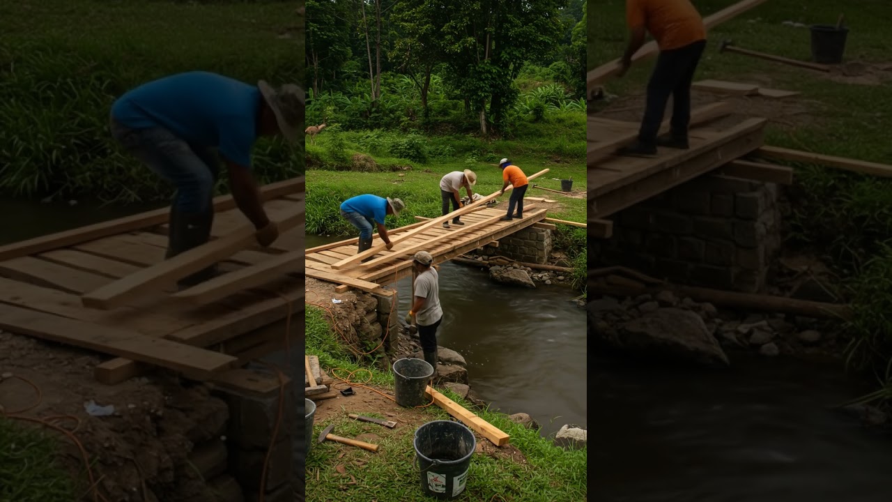Building a Wooden Bridge in the Countryside #construction #bedroomdecor #dreamsfulfilled