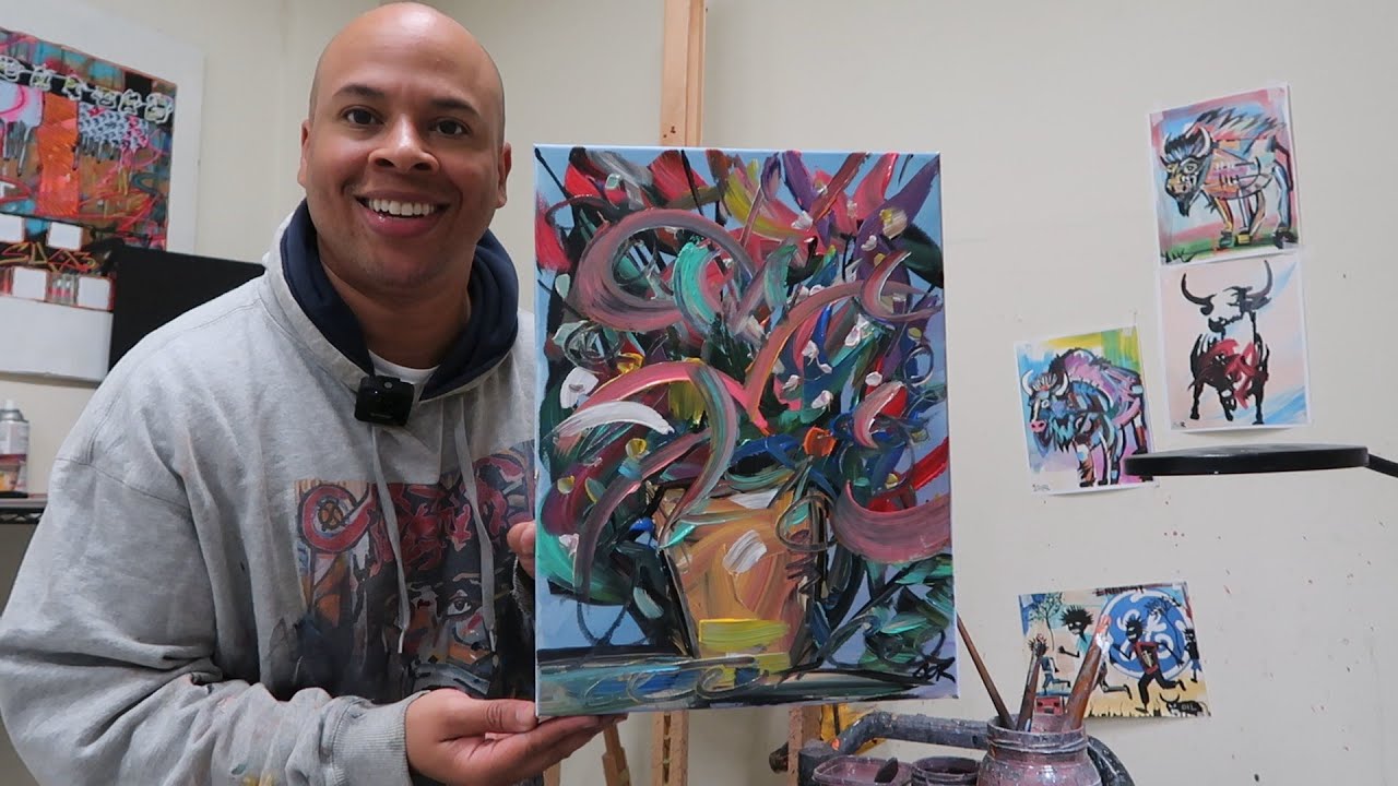 How To Paint $100 Abstract Flowers in 10 Minutes - Sell on eBay