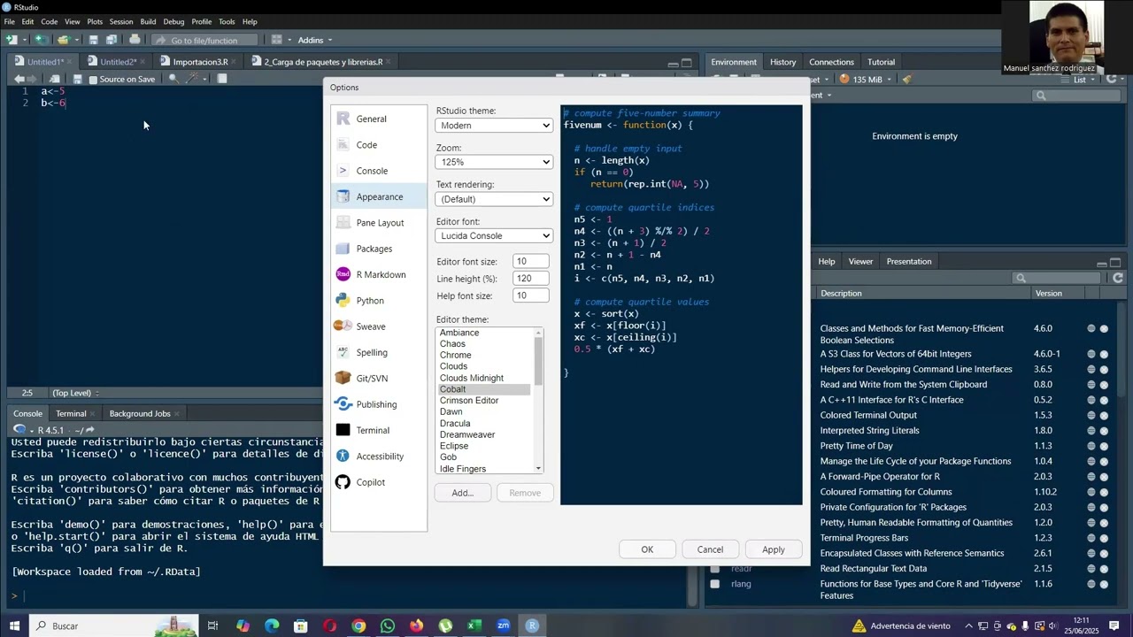 COMO PERSONALIZAR LA APARIENCIA DE RSTUDIO