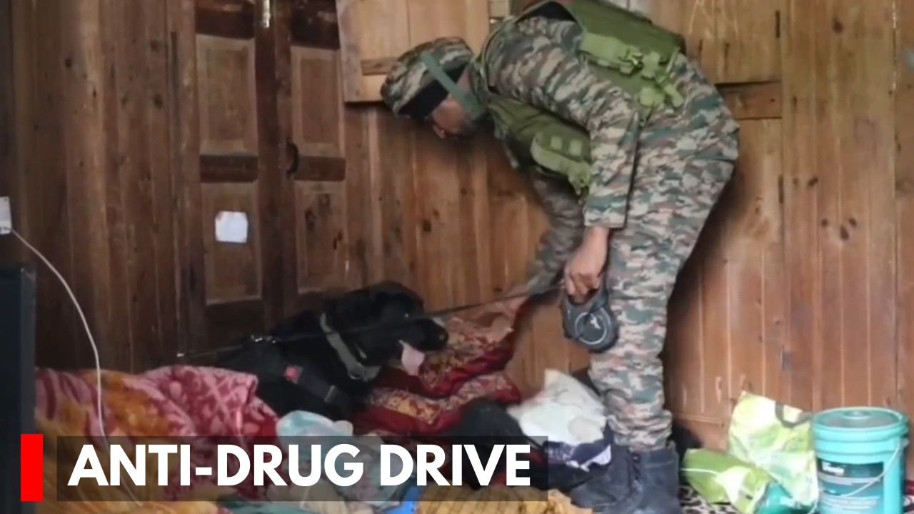 Kupwara: Police Using Sniffer Dogs During Anti-Drug Drive