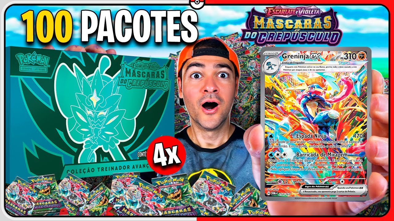 Abri 100 PACOTES de CARTAS POKÉMON de ELITE TRAINER BOX Máscaras do Crepúsculo