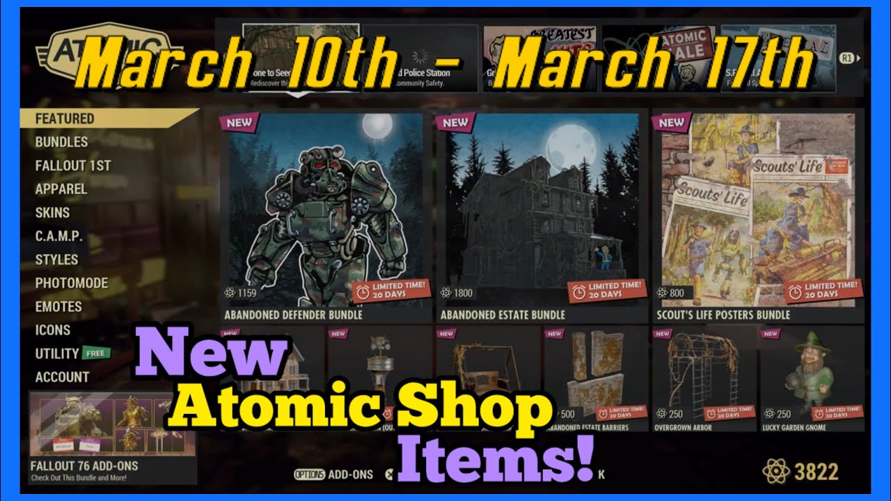 Fallout 76 | Atomic Shop Reset | March 10th - March 17th