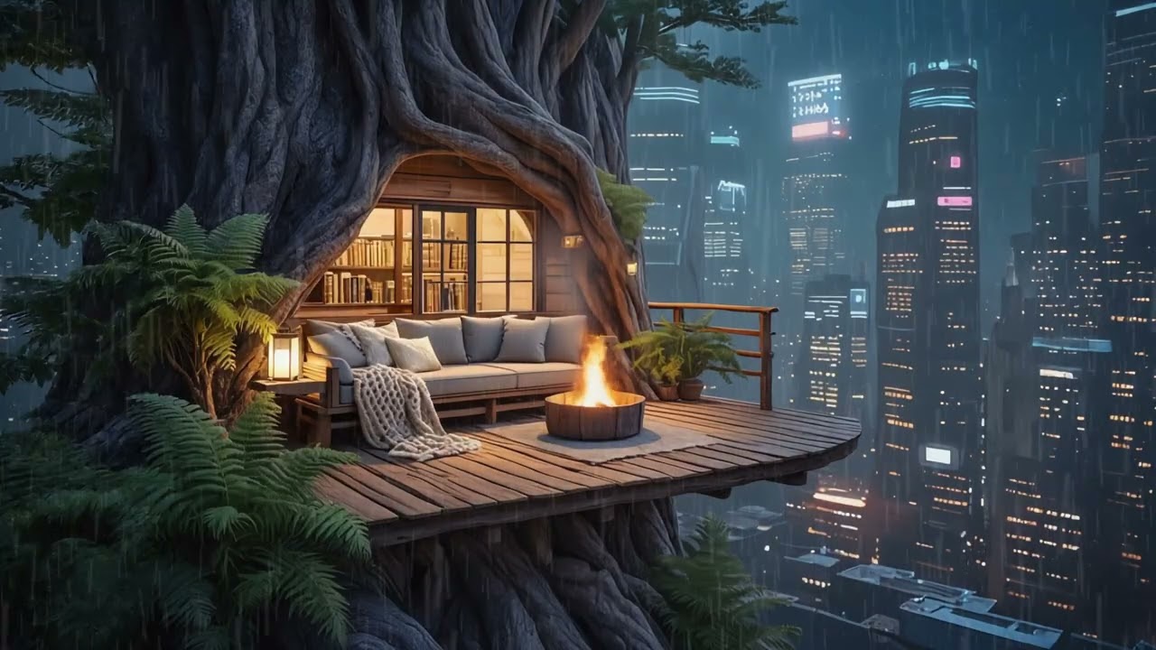 Cozy Balcony Night 🌙 | LoFi Sleep & Relax in the Clouds