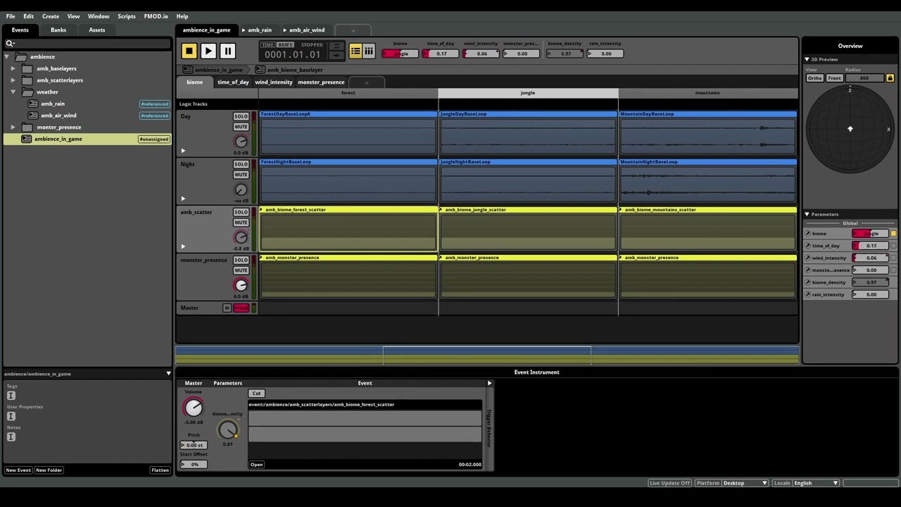 FMOD - Dynamic Ambience System