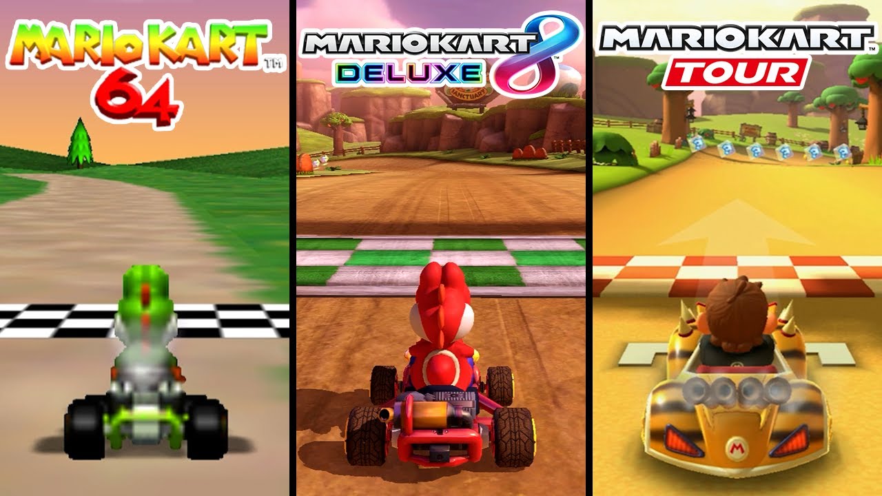 Evolution of Yoshi Valley in Mario Kart (1996-2022)