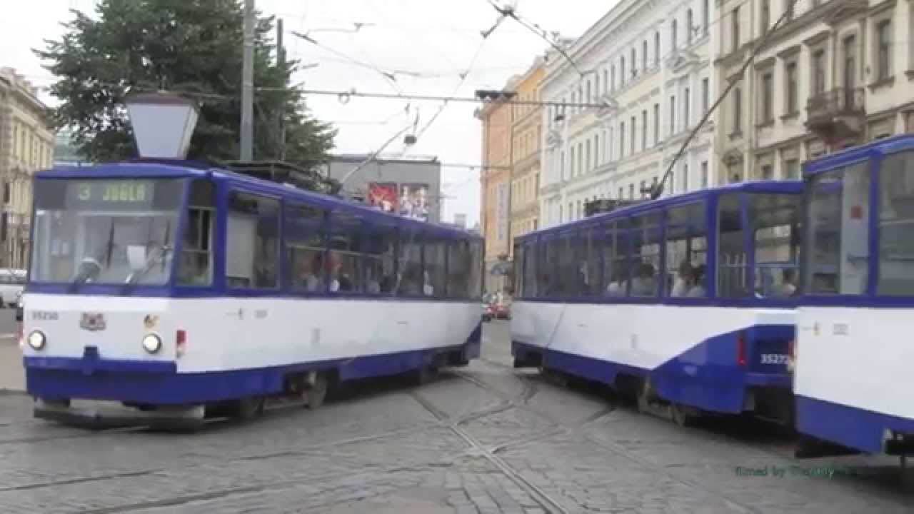 Trams in Riga, Latvia in HD 1080p 2014 Рижский трамвай