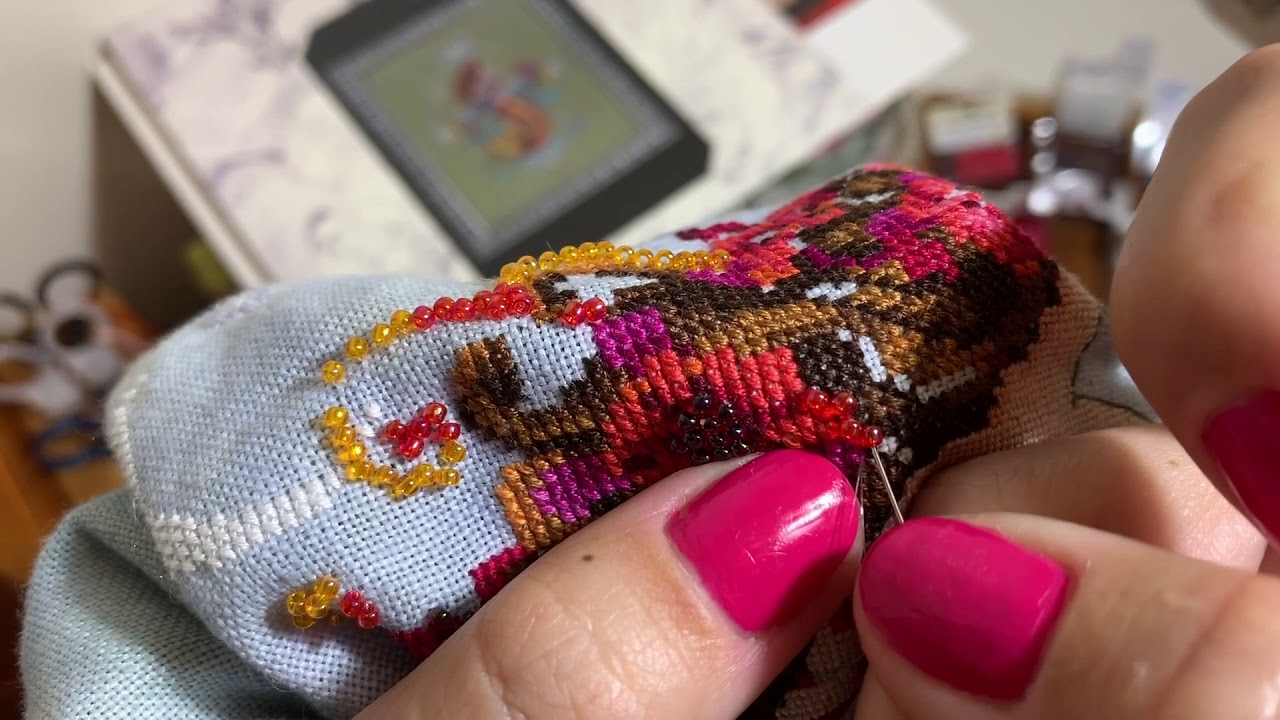 FLOSS TUBE #18 FO Gypsy Mermaid, How I do beading on my cross stitch work