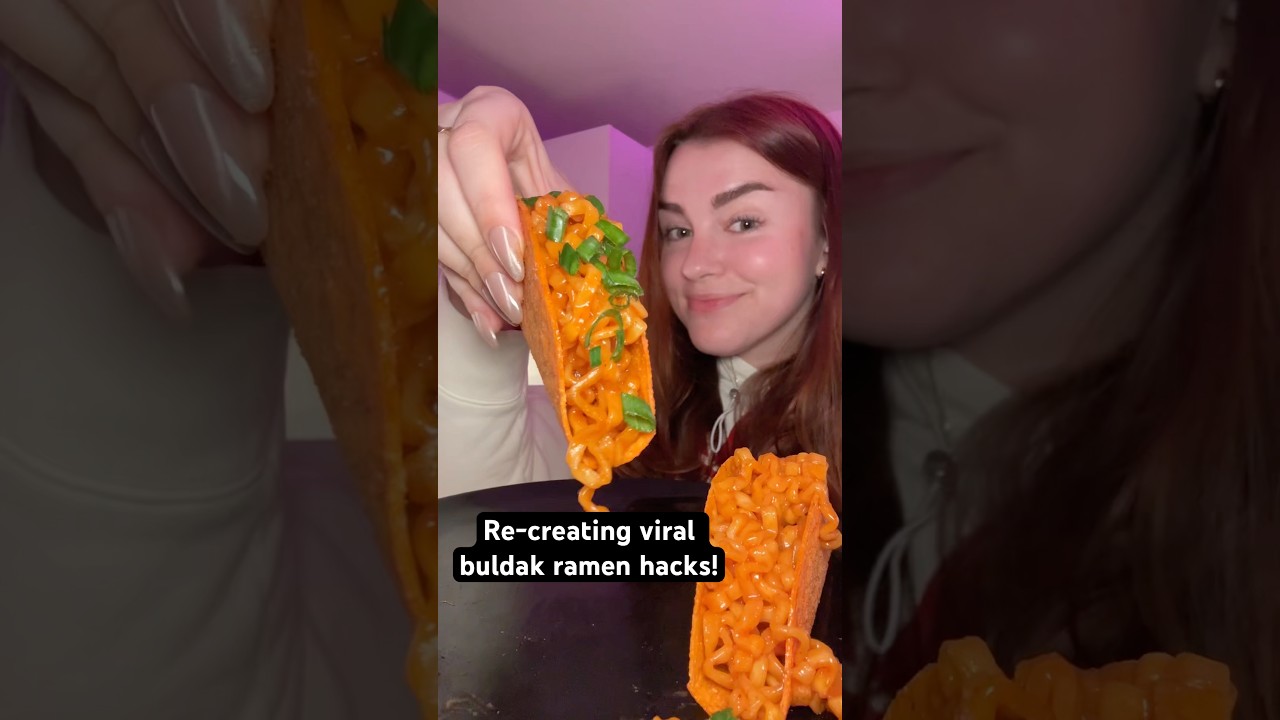 Re-creating viral buldak Ramen hacks! #Ramen #Eating #Cooking #Foodie #Shorts #buldak #Tacos