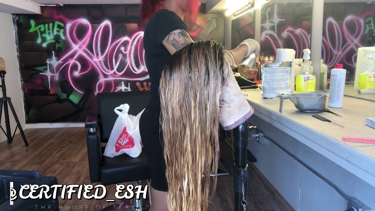 How to transform a Black Wig into Ash blonde with Dark Roots | DIY | Certified Esh