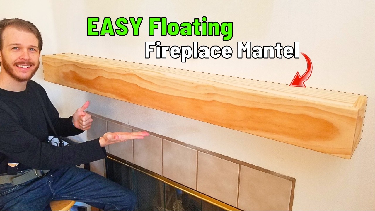 How To Build a Floating Fireplace Mantel | Easy DIY Wood Beam Mantel
