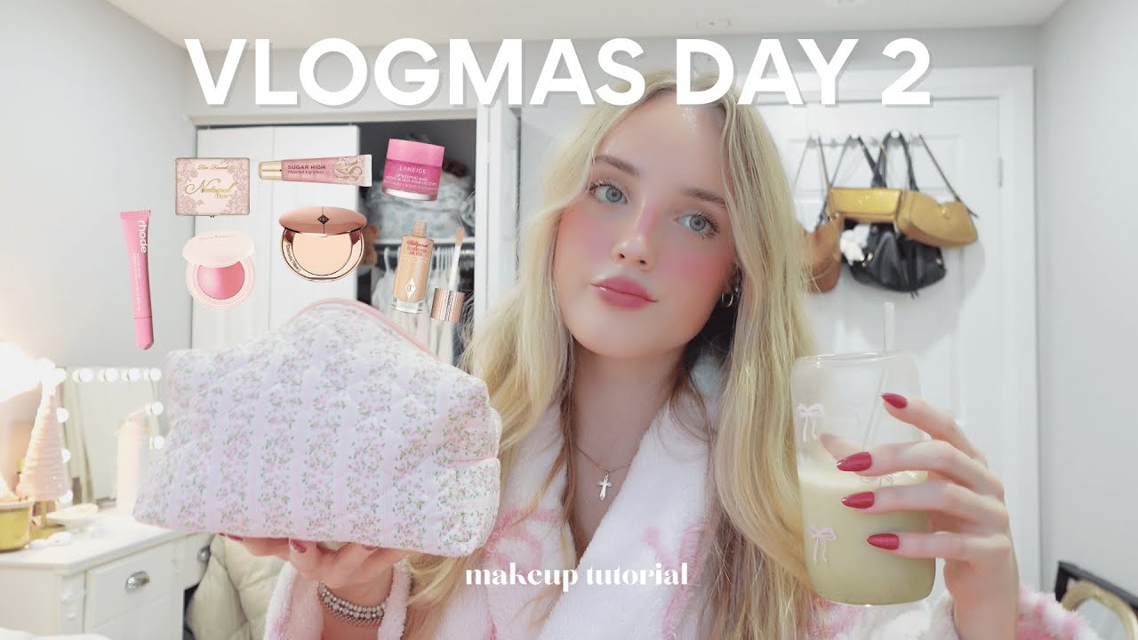VLOGMAS DAY 2 | updated makeup routine ⋆⁺₊❅.
