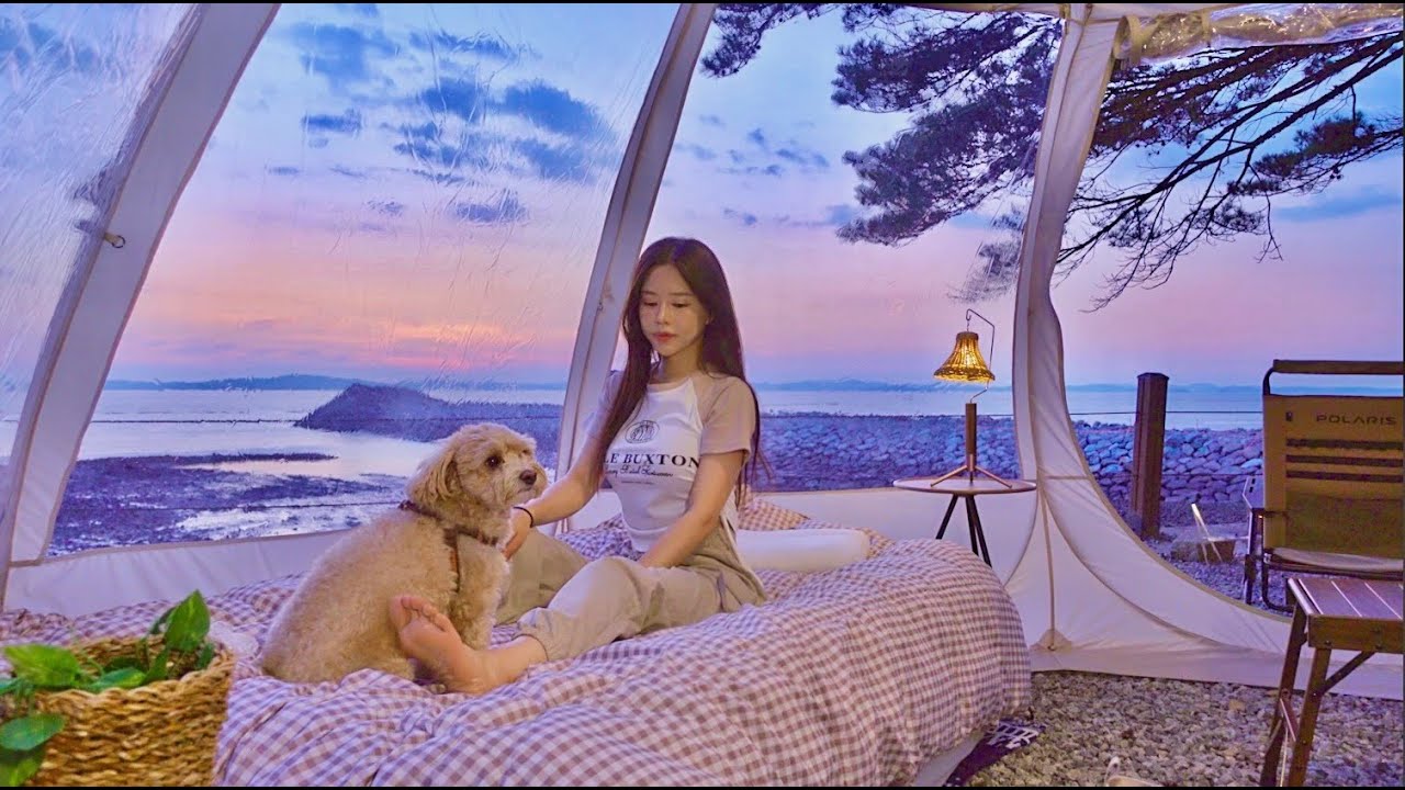 Кемпинг перед морем | жареные морепродукты и пиво | уютная палатка