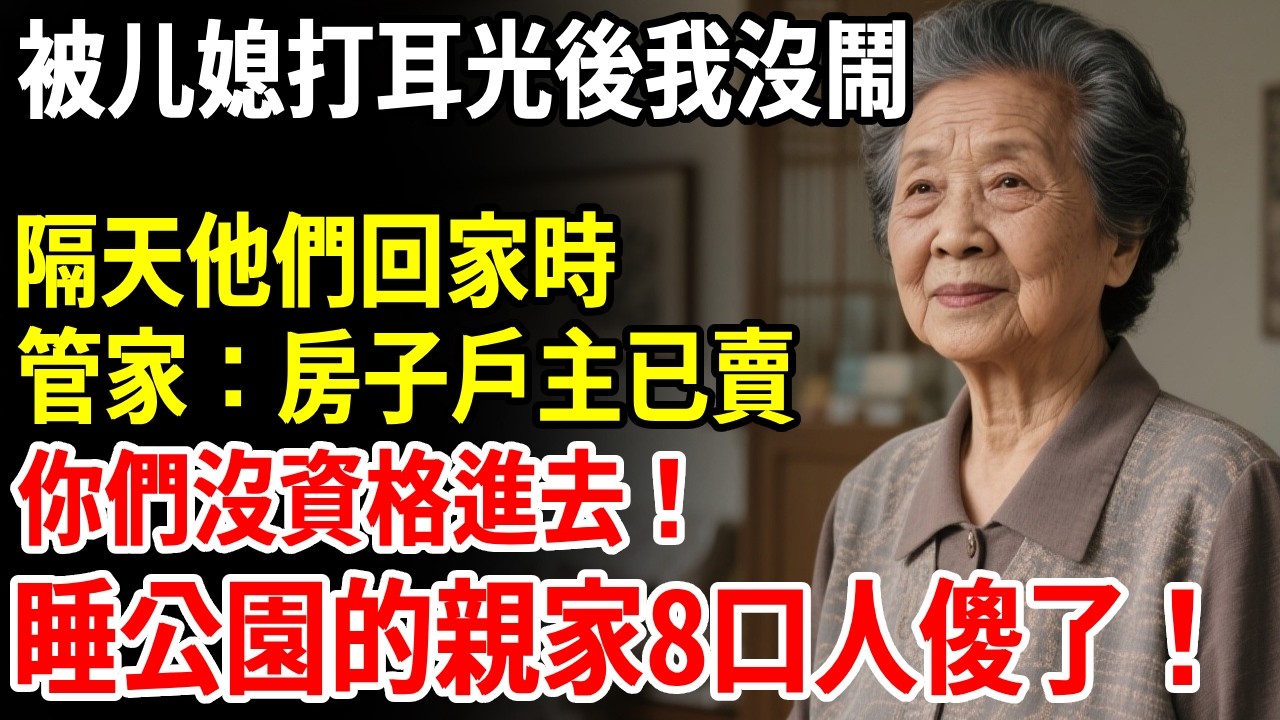 我拒絕親家母霸占我房間，儿媳直接甩我三耳光 ，我沒鬧 隔天他們回家時，管家：房子戶主已賣，睡公園的親家8口人崩潰了 #長壽秘密#故事#養老
