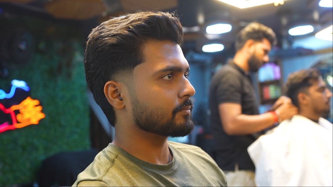 HAIRCUT AND BEARD SHAVE FOR A YOUNG MAN | RAINBOW BEAUTY AND TATTOO#rainbowasmr #haircut #beard