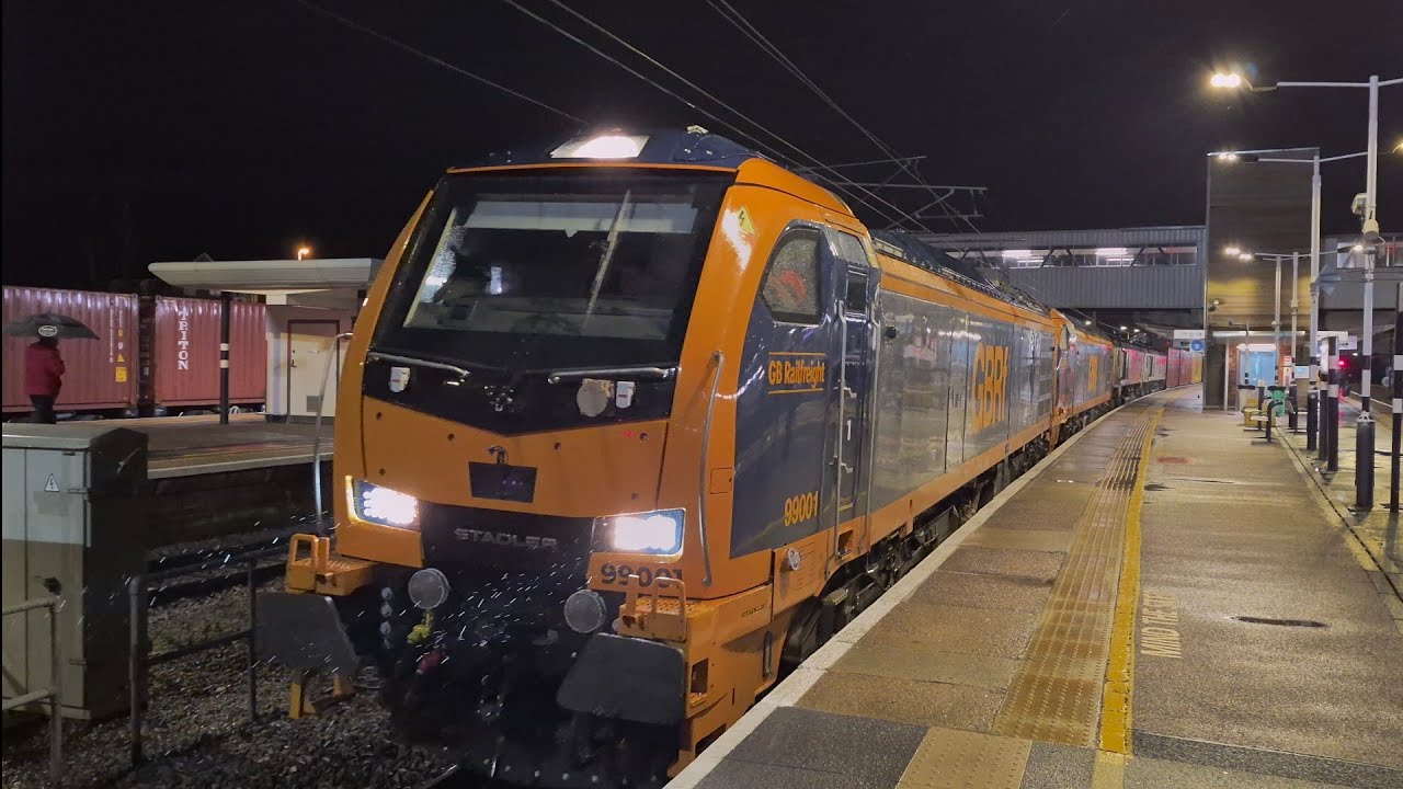 *Quad header with 2 Class 99s* Trains at peterborough on 13/02/2026. Final part