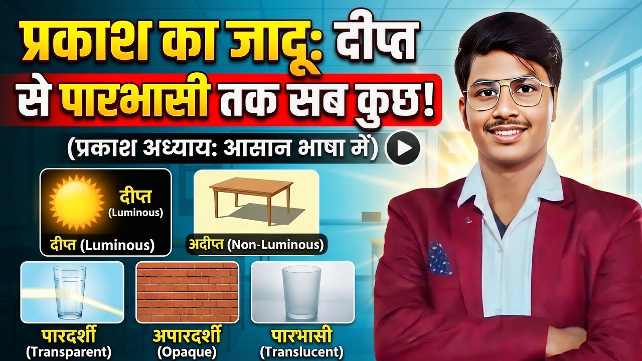 Light Chapter Basics 10 मिनट में! | दीप्त, अदीप्त, पारदर्शी, पारभासी और अपारदर्शी आसान भाषा में |