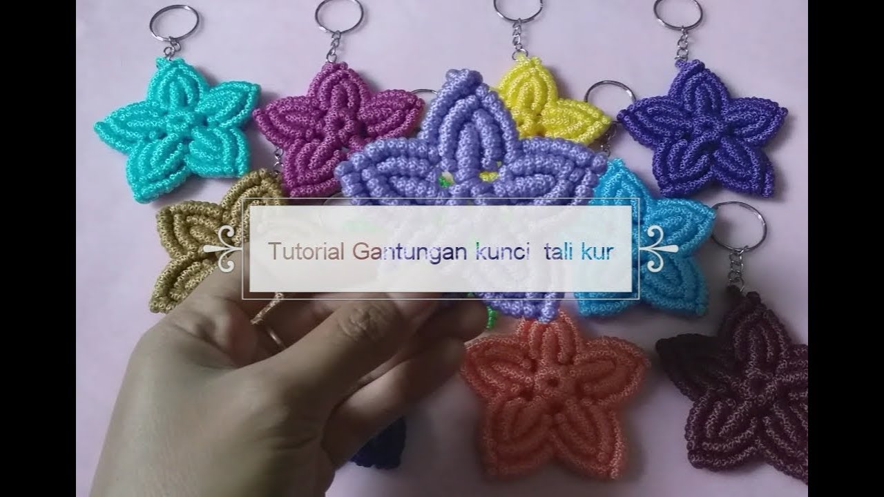 Tutorial membuat Gantungan kunci tali kur  bintang // Macrame key chain
