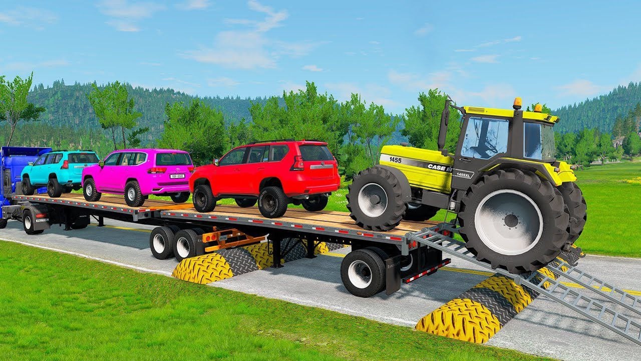 Flatbed Truck Mcqueen | Transportation with Truck - Pothole vs Car #015  - BeamNG.Drive