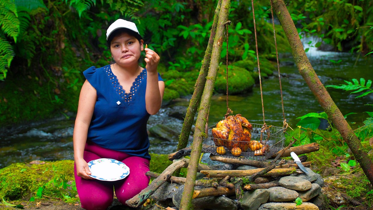 No uses ollas! Colgué el pollo en este trípode y el resultado fue INCREÍBLE