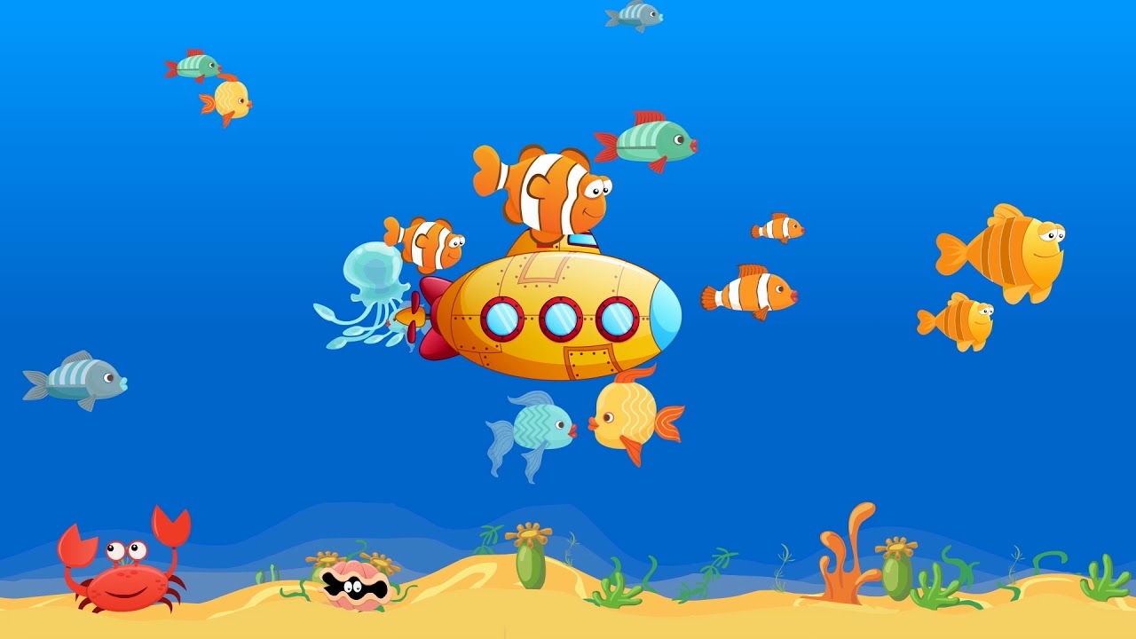 Ł&oacute;dź podwodna, ocean, morze, rybki animacja wideo dla dzieci