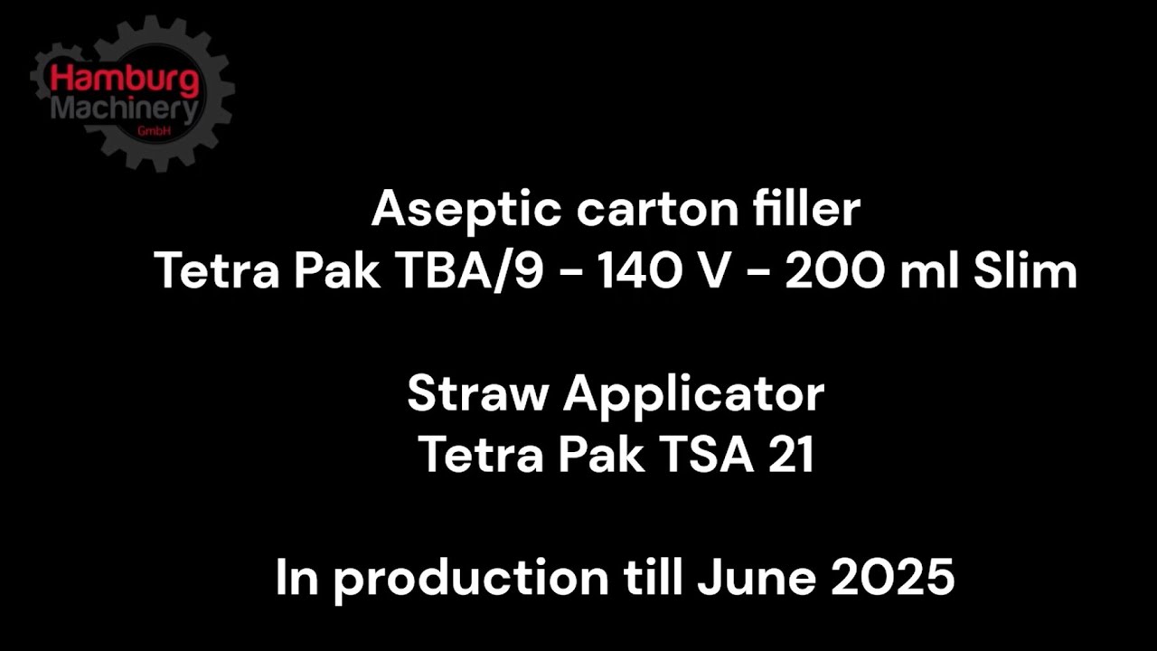 Aseptic carton filler Tetra Pak TBA/9 - 140 V - 200 ml Slim + Straw Applicator 21