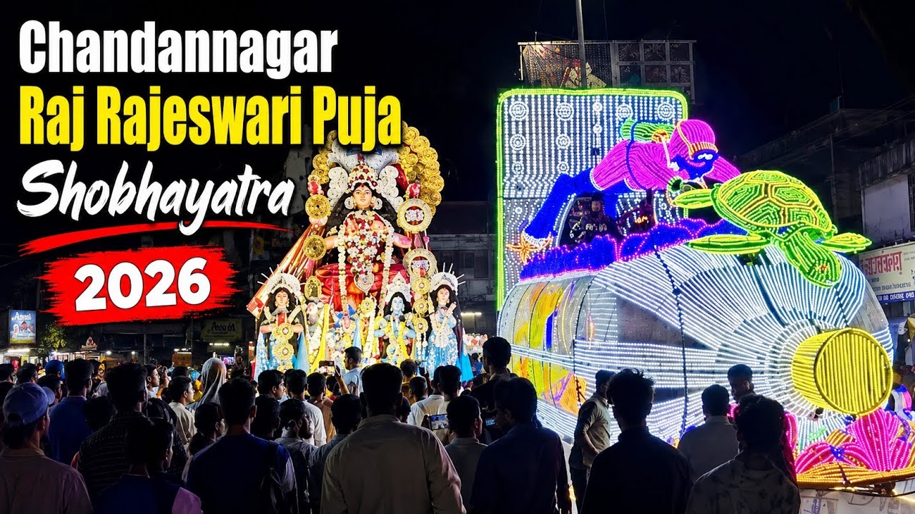 Chandannagar Raj Rajeshwari Puja Shobhayatra 2026 | Raj Rajeshwari Puja Chandannagar | Visarjan || 